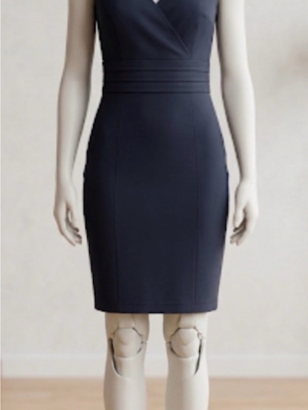 Elegant Navy V-Neck Sheath Mini Dress